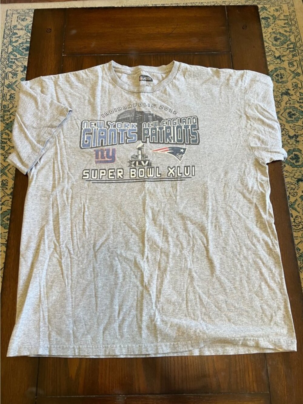 NFL Team Apparel Giants Patriots XLVI 2012 Super Bowl Short Sleeve T-Shirt XL